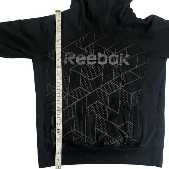 Reebok Black Geometric Hoodie Mens Size Medium Pullover Sweatshirt Athletic Wear - Picture 15 of 15